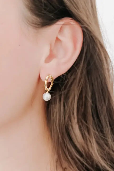 Ruth Chain Pearl Earrings - Waterproof