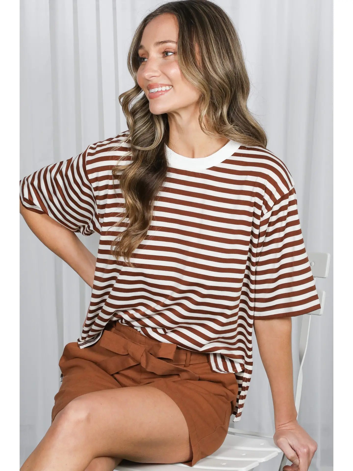 Sandra Crew Neck Striped Shirt