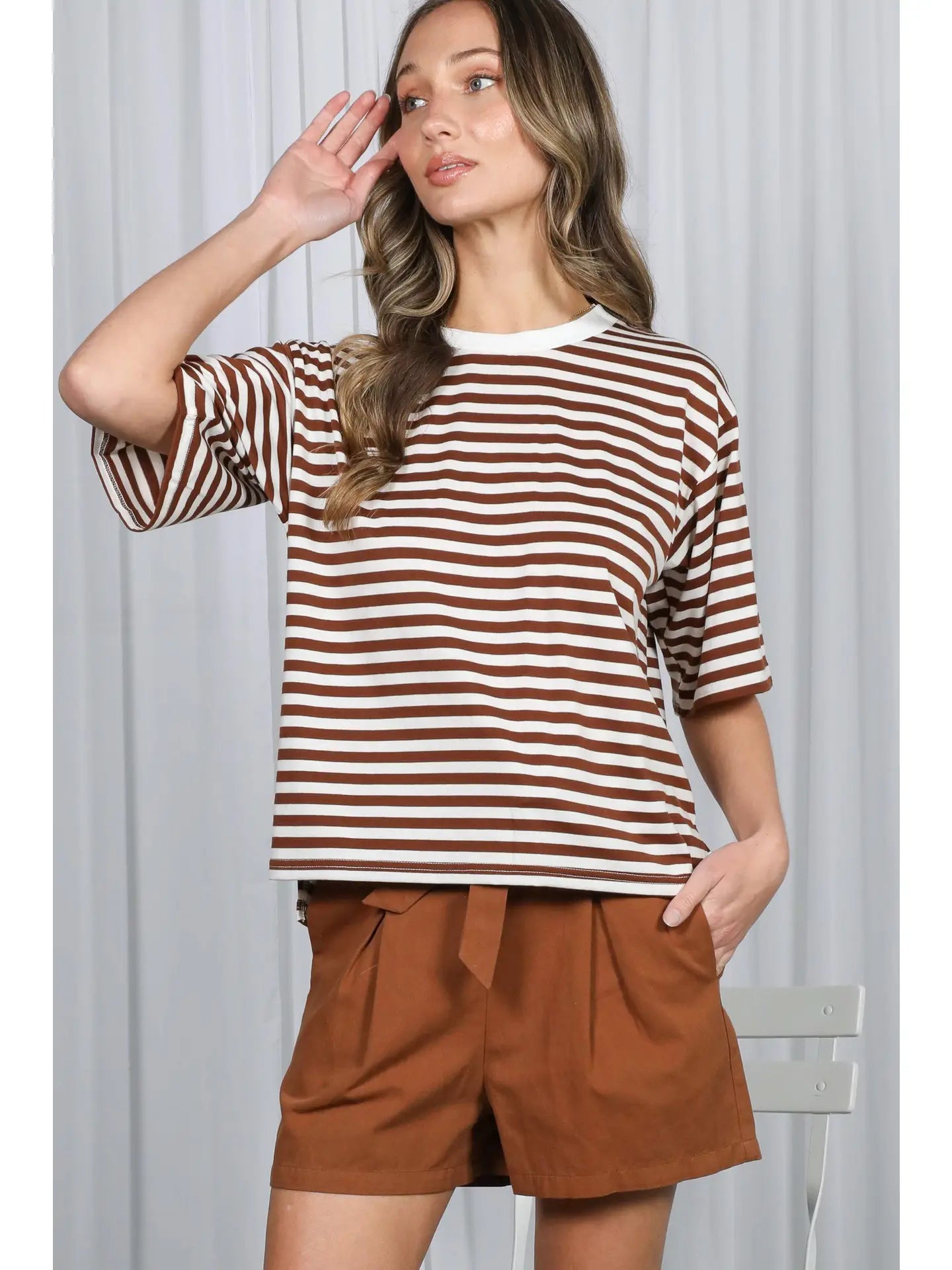 Sandra Crew Neck Striped Shirt