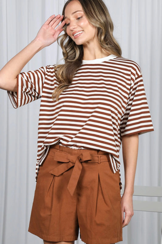 Sandra Crew Neck Striped Shirt