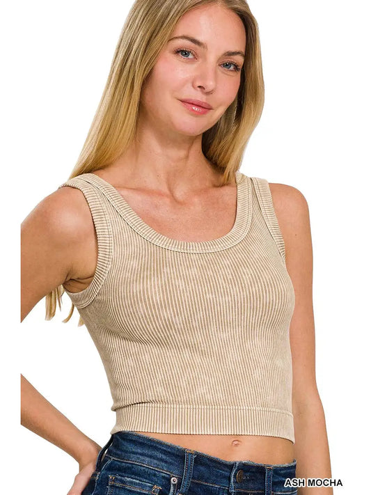 Stone Washed Ribbed Tank